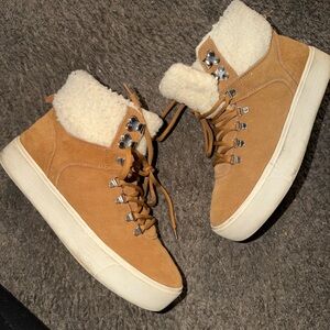 Marc Fisher Tan Ankle Boots with Cream Accents